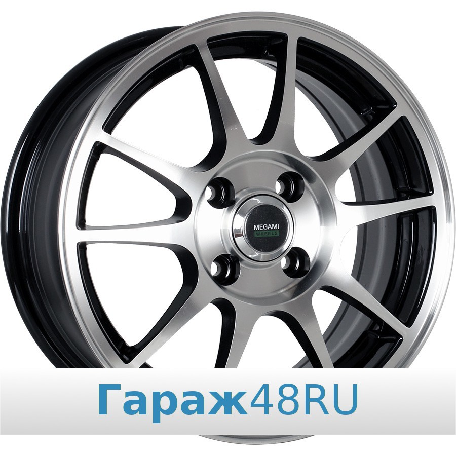 Megami MGM-5 R14 / 6J PCD 4x98 ET 35 ЦО 58.6 Литые Черный глянцевый с полированной лицевой поверхностью