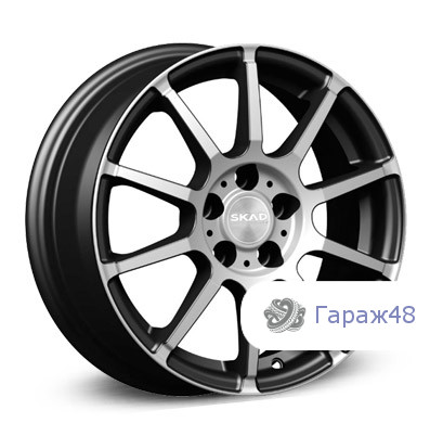 Skad Akita R15 / 6J PCD 4x100 ET 40 ЦО 60.1 Литые Черный с полированной лицевой поверхностью