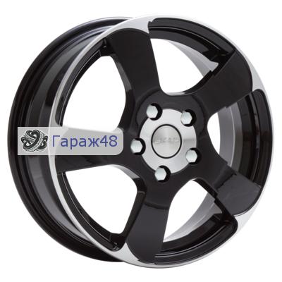 Skad Akula R16 / 6J PCD 5x114.3 ET 50 ЦО 60.1 Литые Черный глянцевый с полированной лицевой поверхностью